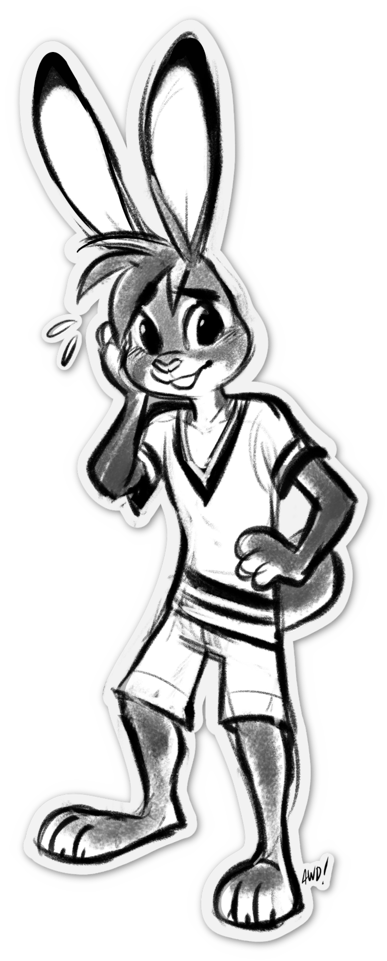 A black and white sketch of Linden by AWD!